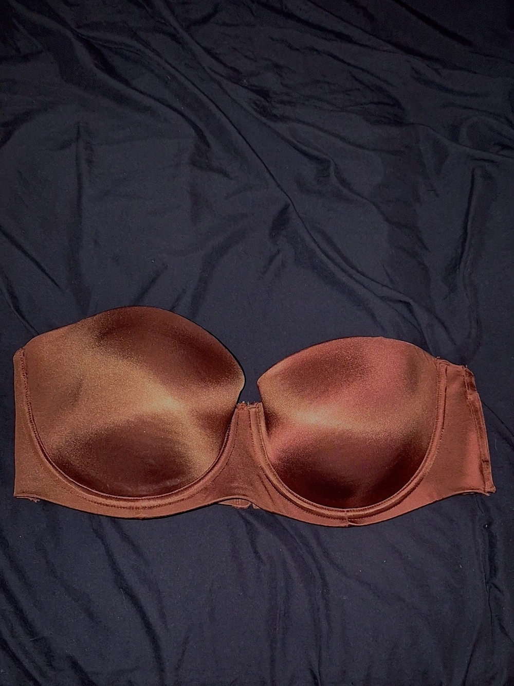 Savage X Fenty Strapless Satin Bandeau in Rich Copper Brown